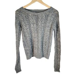 Aeropostale Gray Cable‎ Knit Cropped Sweater XS
